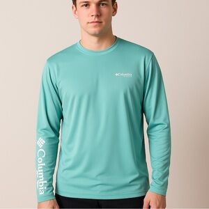 Columbia PFG Fishing Shirt Men’s Medium Long Sleeve Florida‎ American Flag